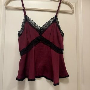 Kimchi Blue Urban Outfitters Satin Lace Trim Top (XS)